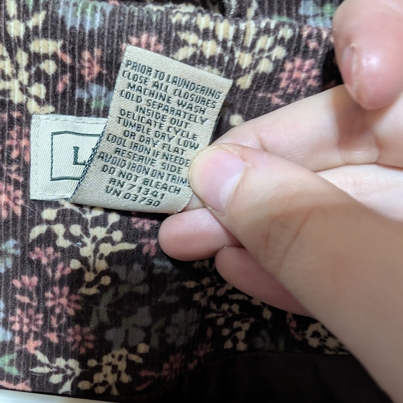 LL Bean Womens Brown Floral Corduroy Jacket Blazer 16 PET Granny Cottagecore - Picture 7 of 7